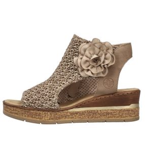   Rieker 63791 60 divatos női cipzáras, virágos magasított talpú szandál