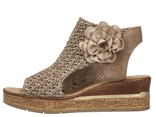 Rieker 63791 60 divatos női cipzáras, virágos magasított talpú szandál