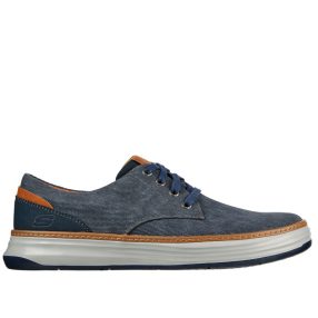 Skechers 65981 NVY divatos férfi fűzős vászoncipő