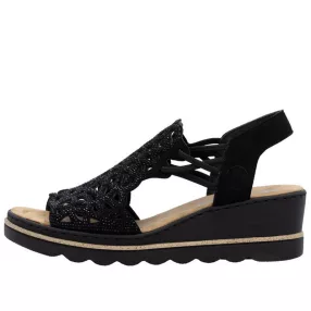 Rieker 67465 00 divatos női bebújós wedge szandál