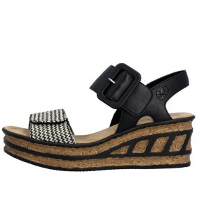   Rieker 68172 00 divatos női tépőzáras magasított talpú szandál