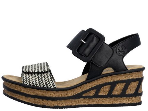 Rieker 68172 00 divatos női tépőzáras magasított talpú szandál