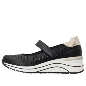   Remonte D0T21 03 divatos női tépőzáras, lyukacsos wedge félcipő