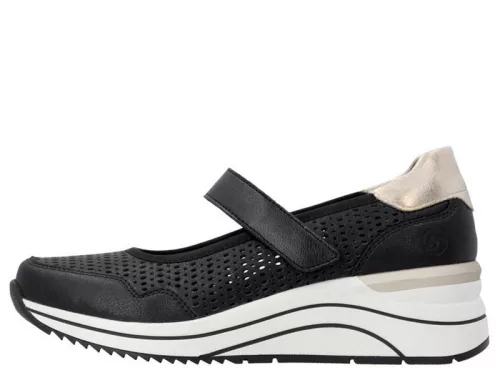 Remonte D0T21 03 divatos női tépőzáras, lyukacsos wedge félcipő