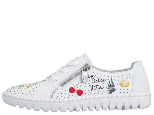 Rieker M2310 80 könnyű fűzős női lyukacsos félcipő