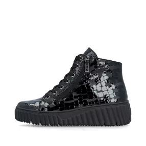   Rieker N2509 00 divatos fűzős női magas szárú platform sneaker