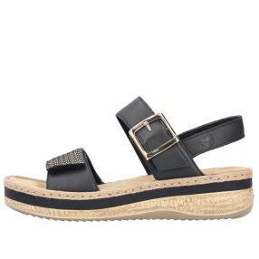   Rieker V0951 00 divatos női tépőzáras szandál magasított talpon