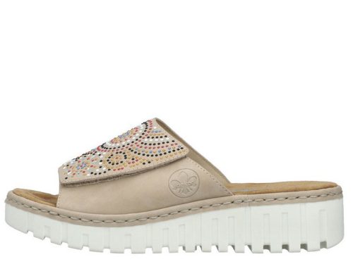 Rieker V1395 62 csinos köves tépőzáras papucs magasított talpon