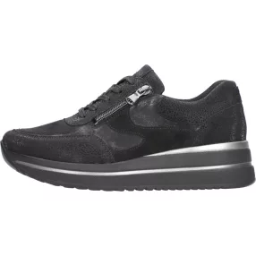  Waldlaufer 669K01 508001 kényelmes, bütyök barát női fűzős bőr sneaker széles K bőségben